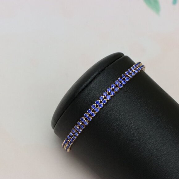 Rose Gold Bracelet with Blue Stones, XPBL0684 - Picture 8 of 12